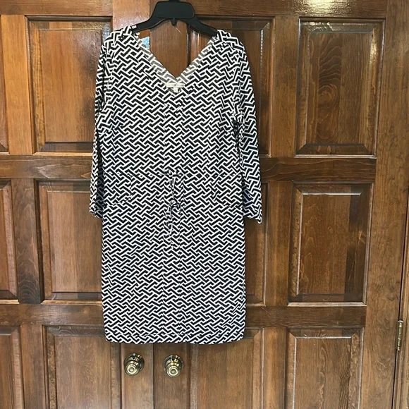 Peter Millar Blue White Geometric Drawstring Beach Dress Cover Up Size Small - Picture 4 of 8